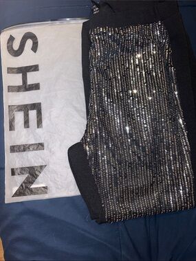SHEIN Black Sequin Skinny Women’s leggings pants